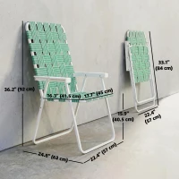 Outsunny Set of 2 Folding Patio Chairs, Portable Chair Set with Armrests for Camping, Garden, Pool, Beach, Backyard, Green(m-3)