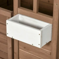 Outsunny Kids Wooden Playhouse, Outdoor Garden Games Cottage with Flowers Pot Holder, Working Door, Windows, Brown(m-10)