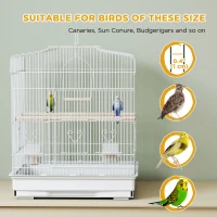 PawHut 23" Bird Cage, Finches Canaries, Parrot Cage with Doors Perches, 2 Feeder Pet Supplies, White(m-7)
