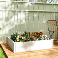Outsunny Vinyl Raised Garden Bed Kit, 3 x 3 x 1ft Modular Elevated Garden Box with Slotting Legs and Open Bottom, White(m-7)