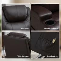 HOMCOM Power Lift Recliner Chair for Elderly, PU Leather Lift Chair with Thick and High Back, Footrest, Remote, Side Pockets, Cup Holders, Reclining Sofa for Living Room, Brown(m-6)