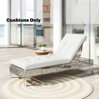 Outsunny Patio Lounge Chair Cushion, UV50+ Chaise Lounge Chair Cushion with Securing Straps for Patio, 78 x 25.6 inch, Cream White(m-1)