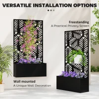 Outsunny Metal Garden Bed with Trellis for Climbing Plants, Freestanding or Wall Mounted Flower Bed for Garden, Patio, Balcony(m-5)