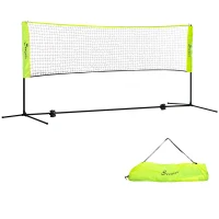 Soozier 10ft Badminton Net, Height Adjustable Outdoor Sports Net with Carry Bag, for Tennis, Pickleball and Volleyball, Yellow(m-2)