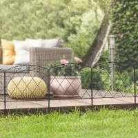 Outsunny 5 Pack Garden Fencing for Yard, Decorative Fence Panels as Animal Barrier and Flower Edging, Swirls Black(m-9)