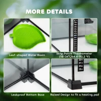 PawHut Glass Reptile Terrarium with Thermometer, Water Basin, Full View Visually for Lizards, Horned Frogs, Snakes, Spiders(m-6)