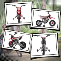 Qaba 12V Kids Dirt Bike, Electric Motorcycle with Twist Grip Throttle, Training Wheels, Rear Suspension & Music, Red(m-10)