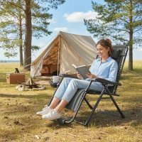 Outsunny Zero Gravity Chair, Reclining Outdoor Lounger Chair with Cup Holder, 400 LBS Capacity, Dark Grey(m-9)