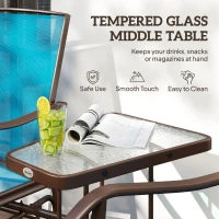 Outsunny Outdoor Glider Chair with Table, 2-Seat Patio Glider Loveseat with Breathable Mesh Fabric, Blue(m-6)