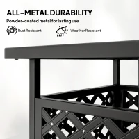 Outsunny 22" Outdoor Coffee Table, Patio Side Table with Umbrella Hole Slatted, Metal Top, for Garden, Backyard, Poolside, Black(m-4)