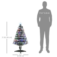 HOMCOM 3ft Pre-Lit LED Optical Fiber Christmas Tree w/ Stand(m-3)
