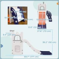 Qaba 5 in 1 Toddler Slide with Basketball Hoop, Climber, Telescope, Storage Basket, for 1-3 Years Kids Indoor Use, Orange(m-3)
