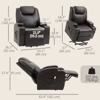 HOMCOM Power Lift Recliner Chair for Elderly, PU Leather Lift Chair with Thick and High Back, Footrest, Remote, Side Pockets, Cup Holders, Reclining Sofa for Living Room, Brown(m-3)