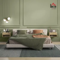 HOMCOM Floating Nightstand Set of 2, Nordic Wall Mounted Bedside Table with Drawer and Open Shelf for Bedroom, Natural Wood(m-8)