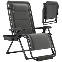 Outsunny Zero Gravity Chair, Reclining Outdoor Lounger Chair with Cup Holder, 400 LBS Capacity, Dark Grey(m-11)