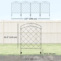 Outsunny 4 Pack Garden Fencing for Yard, Decorative Fence Panels as Animal Barrier and Flower Edging, Circle, Black(m-3)