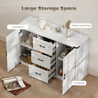 HOMCOM Sideboard with 3 Drawers and 2 Doors, 47" Buffet Cabinet with Adjustable Shelves for Kitchen, White Wood Grain(m-4)