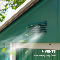 Outsunny 6.5x3.5ft Metal Garden Storage Shed for Outdoor Tool Storage with Double Sliding Doors and Vents, Green(m-7)