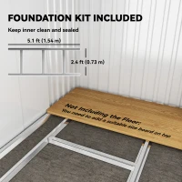 Outsunny 6.5x4FT Galvanised Metal Shed with Foundation Kit, Lockable Garden Tool Storage House with Sliding Doors, Vents, Green(m-5)