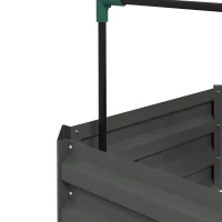 Outsunny Galvanized Planter Box, Outdoor Raised Garden Bed with 4-Tier Trellis Tomato Cage for Climbing Vines, Vegetables, Grey(m-10)