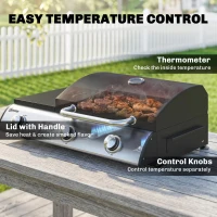 Outsunny 3 Burner Portable Propane Gas Grill Griddle, Tabletop Grill & Griddle Combo with Adjustable Foot Pads, 28,500 BTU, Black(m-6)