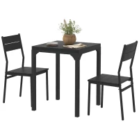 HOMCOM Dining Table Set for 2, 3 Piece Kitchen Table and Chairs with Metal Legs for Small Spaces, Black(m-2)