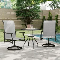 Outsunny Patio Swivel Chair Set of 2, Swivel Rocker Outdoor Chairs with High Back, for Lawn Garden Backyard Deck, Light Grey(m-8)