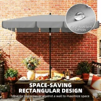 Outsunny 6' x 4' Patio Umbrella with Tilt, Rectangular Outdoor Umbrella for Garden, Grey(m-4)