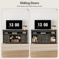 HOMCOM TV Stand with Power Outlets, Sliding Barn Doors and Adjustable Shelves for 72 Inch TVs, Dark Grey(m-6)