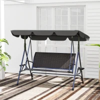 Outsunny 3-Seat Patio Swing Chair, Outdoor Canopy Swing Glider with Adjustable Shade, Grey(m-10)