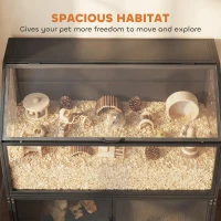 PawHut Hamster Cage with Storage Cabinet, Small Animal Cage with Easy View Acrylic Panels and Openable Top, Guinea Pig Habitat(m-4)