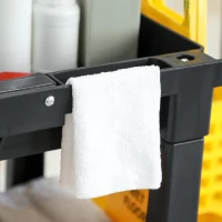 HOMCOM Janitorial Cart with 3 Shelves, Cleaning Cart on Wheels with Rubbish Bag and Mop Holders for Hotel, Housekeeping, Black(m-9)