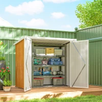 Outsunny 5' x 3' Metal Garden Storage Shed, Tool House with Double Doors for Backyard, Patio, Lawn(m-8)