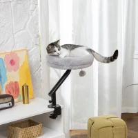 PawHut Cat Desk Bed 360° Rotatable Adjustable Height for Home Office Work Window(m-8)