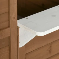 Outsunny Kids Wooden Playhouse, Outdoor Garden Games Cottage with Flowers Pot Holder, Working Door, Windows, Brown(m-13)