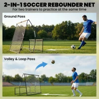 Soozier 2-in-1 Portable Soccer Rebounder Net, Dual-Sided and Foldable Bounce Back Net with Carry Bag for Soccer Baseball(m-4)