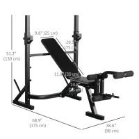 Soozier Weight Bench, Flat Incline Decline Workout Bench Press Set with Squat Racks, Leg Developer, Weight Plate Stand(m-3)