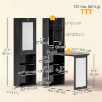 HOMCOM Fold-out Convertible Office Desk, Wall Mount Computer Desk with Whiteboard and Side Shelf, Black(m-3)