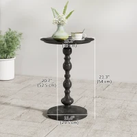 Outsunny 15.4" Round Outdoor Side Table, Tray Top Metal Patio Table with Retro Column Base for Indoor, Balcony, Garden, Black(m-3)
