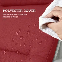 Outsunny Patio Chair Cushion for Adirondack Chairs Replacement Cushion with Back and Ties, Wine Red(m-6)