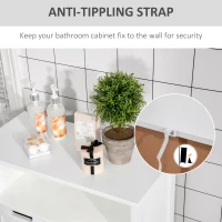 kleankin Freestanding Bathroom Cabinet with Adjustable Shelf and Drawers, Small Cabinet for Bathroom, Living Room, White(m-7)