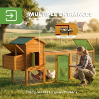 PawHut 117" Extra Large Chicken Coop with Asphalt Roof, Wooden Hen House with Slide-out Tray, Quail Hutch with Nesting Box, Orange(m-5)