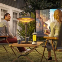 Outsunny 1500 W Electric Patio Heater with Tip-Over Protection, Outdoor Heater with Pull Switch, Black(m-8)