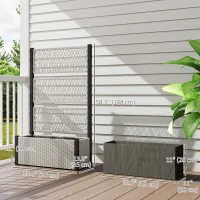 Outsunny Wicker Outdoor Planter with Trellis, 58" Standing Garden Bed with Liner, Drainage Holes for Climbing Plants, Mixed Grey(m-3)