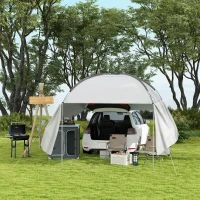 Outsunny Portable SUV Tailgate Tent with Awning and 2 Side Walls, Rooftop Car Awning Sun Shelter, for Truck, RV, Van, Trailer(m-10)