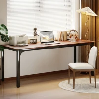 HOMCOM 79" Computer Desk, Desktop Desk with Metal Legs, Rustic Brown(m-6)