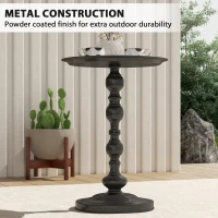Outsunny 15.4" Round Outdoor Side Table, Tray Top Metal Patio Table with Retro Column Base for Indoor, Balcony, Garden, Black(m-6)