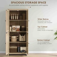 HOMCOM 72" Freestanding Storage Cabinet, Kitchen Pantry Cabinet with Doors and Shelves for Dining Room, Natural(m-4)