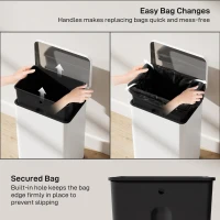 HOMCOM 5.3 Gallon/20 L Garbage Bin with Soft Close Lid, Trash Can with Removable Inner Bucket for Kitchen, Office, Cream White(m-7)