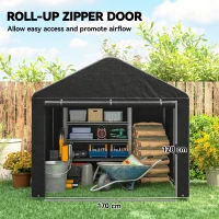Outsunny 6.6' x 7.8' Portable Shed, Waterproof Bike Tent with Roll-up Zipper Door and Reinforced Galvanised Steel Frame, Black(m-5)